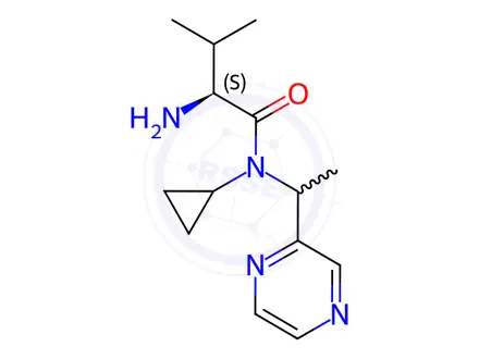 Chemical structure of (S)-2-Amino-N-cyclopropyl-3-methyl-N-(1-pyrazin-2-yl-ethyl)-butyramide