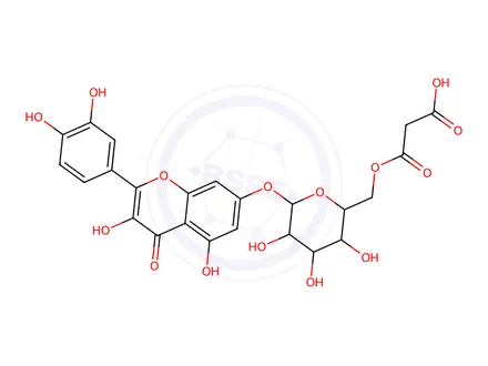 Chemical structure of Quercetin 7-O-(6''-O-malonyl)-beta-D-glucoside