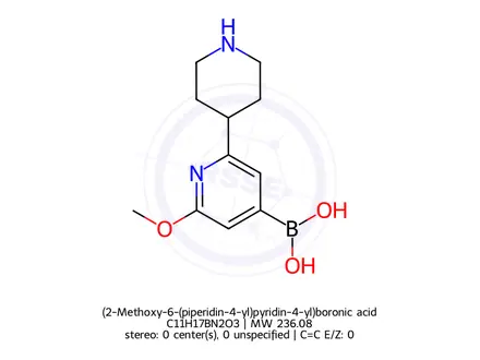 Chemical structure of (2-Methoxy-6-(piperidin-4-yl)pyridin-4-yl)boronic acid