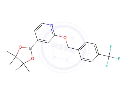 Chemical structure of 4-(4,4,5,5-Tetramethyl-1,3,2-dioxaborolan-2-yl)-2-((4-(trifluoromethyl)benzyl)oxy)pyridine