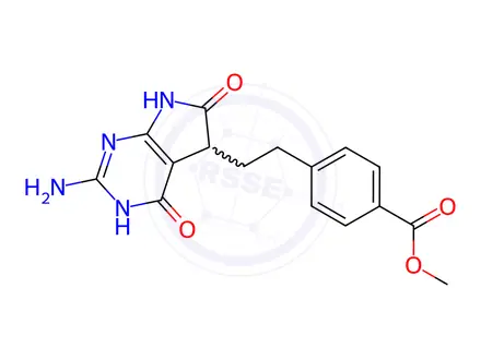 Chemical structure of 4-[2-(2-Amino-4,5,6,7-tetrahydro-4,6-dioxo-3H-pyrrolo[2,3-d]pyrimidin-5-yl)ethyl]benzoic Acid Methyl Ester