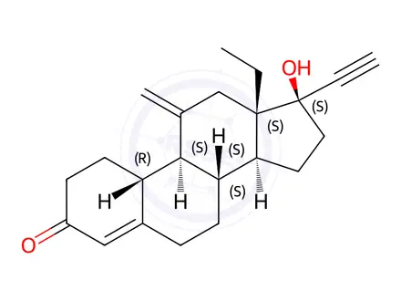 Chemical structure of Etonogestrel (Desogestrel EP Impurity D, Desogestrel USP Related Compound C, 3-Ketodesogestrel)