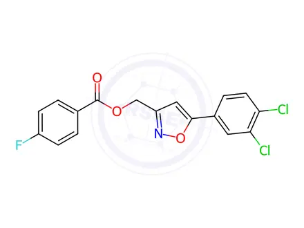Chemical structure of [5-(3,4-Dichlorophenyl)-3-isoxazolyl]methyl 4-fluorobenzenecarboxylate