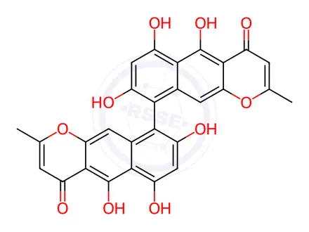 Chemical structure of (aR)-5,5',6,6',8,8'-Hexahydroxy-2,2'-dimethyl-9,9'-bi[4H-naphtho[2,3-b]pyran]-4,4'-dione
