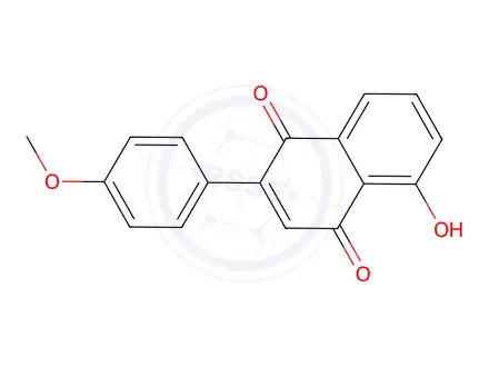 Chemical structure of 5-hydroxy-2-(4-methoxyphenyl)naphthalene-1,4-dione