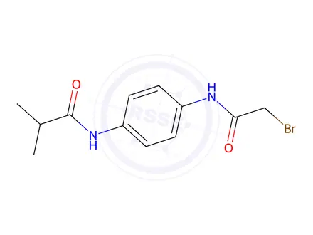Chemical structure of N-{4-[(2-Bromoacetyl)amino]phenyl}-2-methylpropanamide