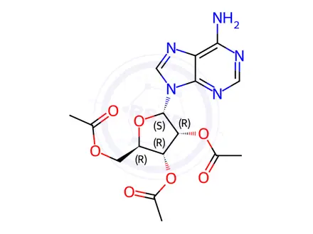 Chemical structure of 2,3,5-Tri-O-acetyl a-Adenosine