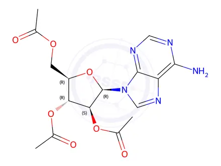 Chemical structure of vidarabine 2',3',5'-triacetate
