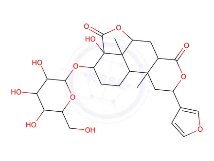 Chemical structure of [3S,5aα,6aα,10bβ,(+)]-9α-(3-Furanyl)-3α-(β-D-glucopyranosyloxy)dodecahydro-3aβ-hydroxy-10aα,10cβ-dimethyl-4H,7H-furo[2',3',4':4,5]naphtho[2,1-c]pyran-4,7-dione