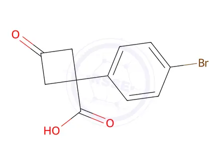 Chemical structure of 1-(4-bromophenyl)-3-oxocyclobutane-1-carboxylic acid