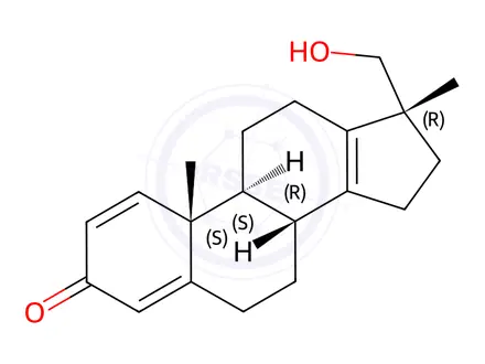 Chemical structure of 17α-Hydroxymethyl-17β-methyl-18-norandrosta-1,4,13-trien-3-one