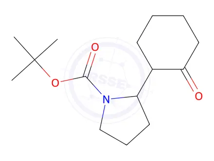 Chemical structure of tert-Butyl 2-(2-Oxocyclohexyl)pyrrolidine-1-carboxylate
