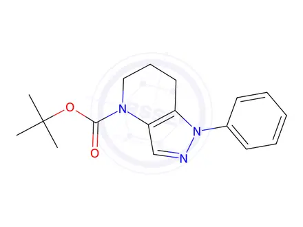Chemical structure of 1-phenyl-1,5,6,7-tetrahydro-pyrazolo[4,3-b]pyridine-4-carboxylic acid tert-butyl ester