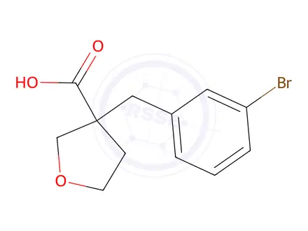 Chemical structure of 3-[(3-bromophenyl)methyl]oxolane-3-carboxylic acid