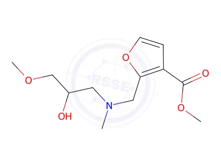 Chemical structure of Methyl 2-(((2-hydroxy-3-methoxypropyl)(methyl)amino)methyl)furan-3-carboxylate