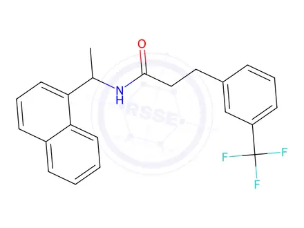 Chemical structure of N-(1-(Naphthalen-1-yl)ethyl)-3-(3-(trifluoromethyl)phenyl)propanamide
