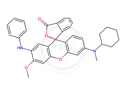 Chemical structure of o'-anilino-6'-(cyclohexylmethylamino)-3'-methoxyspiro[isobenzofuran-1(3H)-9'[9H]-xanthene]-3-one