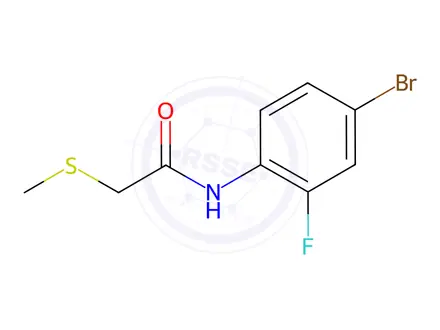 Chemical structure of N-(4-bromo-2-fluorophenyl)-2-(methylthio)acetamide