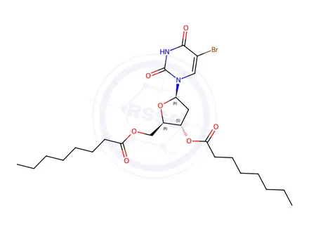 Chemical structure of 3',5'-dioctanoyl-5-bromodeoxyuridine