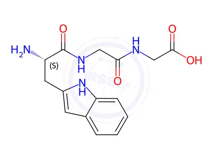 Chemical structure of 2-[[2-[[(2S)-2-Amino-3-(1H-indol-2-yl)propanoyl]amino]acetyl]amino]acetic acid