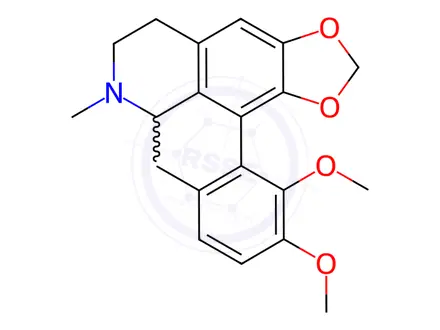 Chemical structure of 5H-Benzo[g]-1,3-benzodioxolo[6,5,4-de]quinoline,6,7,7a,8-tetrahydro-11,12-dimethoxy-7-methyl-, (S)-(9CI)