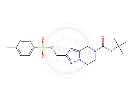 Chemical structure of tert-butyl 2-(p-tolylsulfonyloxymethyl)-6,7-dihydro-4H-pyrazolo[1,5-a]pyrazine-5-carboxylate