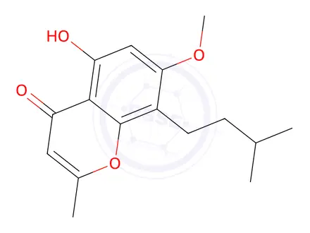 Chemical structure of 5-Hydroxy-8-isopentyl-7-methoxy-2-methylchromone