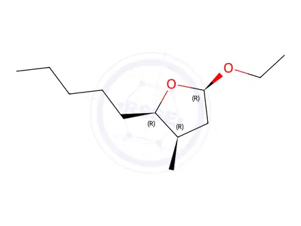 Chemical structure of Furan, 5-ethoxytetrahydro-3-methyl-2-pentyl-, (2alpha,3ba,5alpha)-(9CI)
