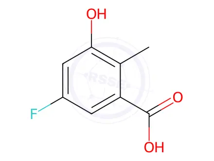 Chemical structure of 5-Fluoro-3-hydroxy-2-methyl-benzoic acid
