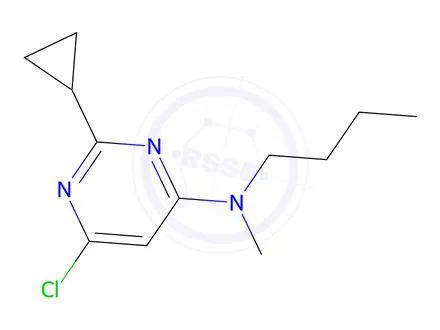 Chemical structure of n-butyl-6-chloro-2-cyclopropyl-n-methylpyrimidin-4-amine