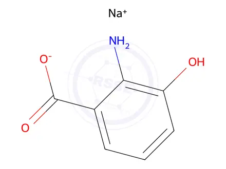 Chemical structure of sodium 2-amino-3-hydroxy-benzoate