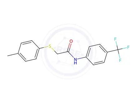 Chemical structure of 2-(P-tolylthio)-N-(4-(trifluoromethyl)phenyl)acetamide