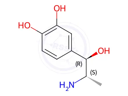 Chemical structure of (-)-3,4-Dihydroxy Norephedrine