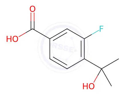 Chemical structure of Benzoic acid, 3-fluoro-4-(1-hydroxy-1-methylethyl)-