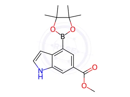 Chemical structure of Methyl 4-(4,4,5,5-tetramethyl-1,3,2-dioxaborolan-2-yl)-1H-indole-6-carboxylate