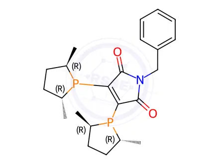 Chemical structure of catASium(R) MNBn(R)Rh, 3,4-Bis[(2R,5R)-2,5-dimethylphospholanyl]-1-benzyl-1H-pyrrol-2,5-dion(1,5-cyclooctadiene)rhodium(I) tetrafluoroborate