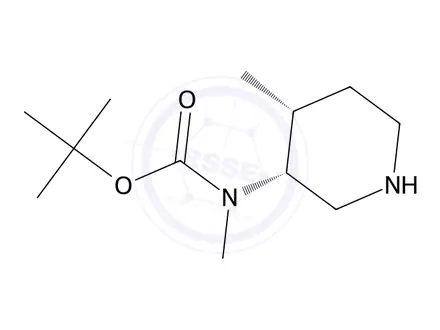 Chemical structure of Carbamic acid, N-methyl-N-[(3R,4R)-4-methyl-3-piperidinyl]-, 1,1-dimethylethyl ester