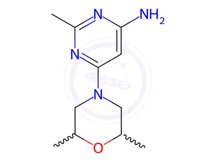 Chemical structure of 6-(2,6-Dimethylmorpholino)-2-methylpyrimidin-4-amine