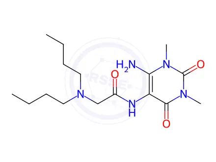 Chemical structure of Uracil, 6-amino-5-(2-dibutylaminoacetamido)-1,3-dimethyl-(6CI)