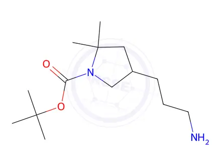 Chemical structure of tert-Butyl 4-(3-aminopropyl)-2,2-dimethylpyrrolidine-1-carboxylate