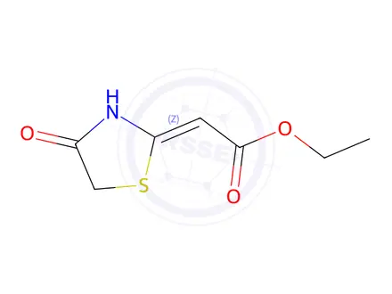 Chemical structure of ethyl (2E)-(4-oxo-1,3-thiazolidin-2-ylidene)acetate