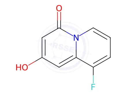 Chemical structure of 9-fluoro-2-hydroxy-4H-quinolizin-4-one