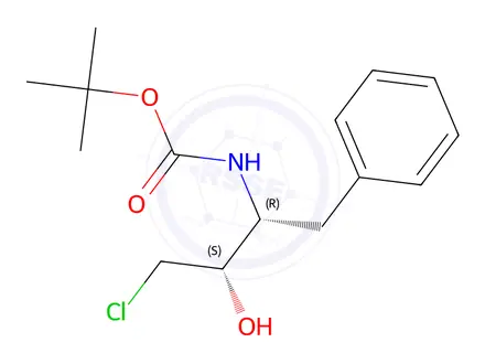 Chemical structure of Carbamic acid, [(1R,2S)-3-chloro-2-hydroxy-1-(phenylmethyl)propyl]-, 1,1-dimethylethyl ester (9CI)