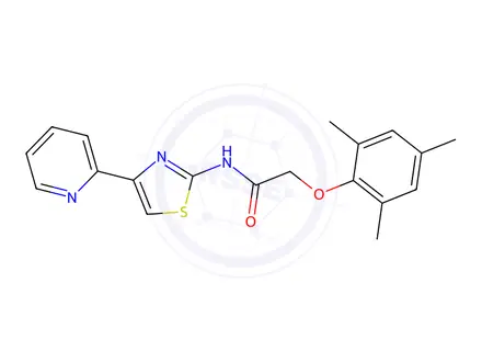 Chemical structure of n-[4-(pyridin-2-yl)-1,3-thiazol-2-yl]-2-(2,4,6-trimethylphenoxy)acetamide