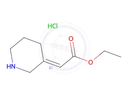 Chemical structure of (E)-Ethyl 2-(piperidin-3-ylidene)acetate hydrochloride