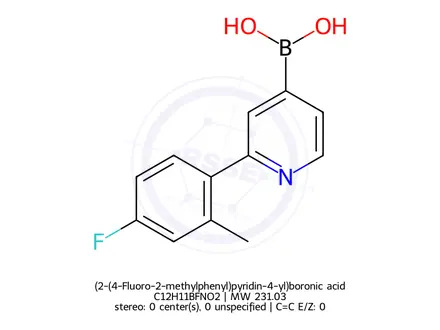 Chemical structure of (2-(4-Fluoro-2-methylphenyl)pyridin-4-yl)boronic acid