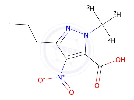 Chemical structure of 1-(Methyl-D3)-4-nitro-3-propyl-1H-pyrazole-5-carboxylic Acid