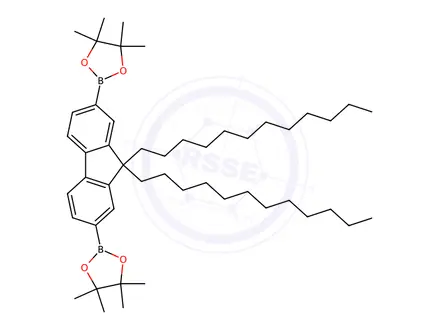 Chemical structure of 9,9-Didodecyl-9H-fluorene-2,7-diboronic acid pinacol ester, 97%