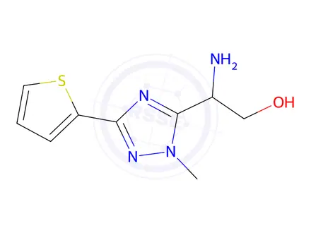 Chemical structure of 2-Amino-2-(1-methyl-3-(thiophen-2-yl)-1h-1,2,4-triazol-5-yl)ethan-1-ol