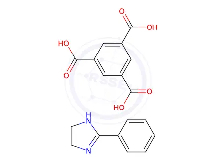 Chemical structure of benzene-1,3,5-tricarboxylic acid, compound with 4,5-dihydro-2-phenyl-1H-imidazole (1:1)